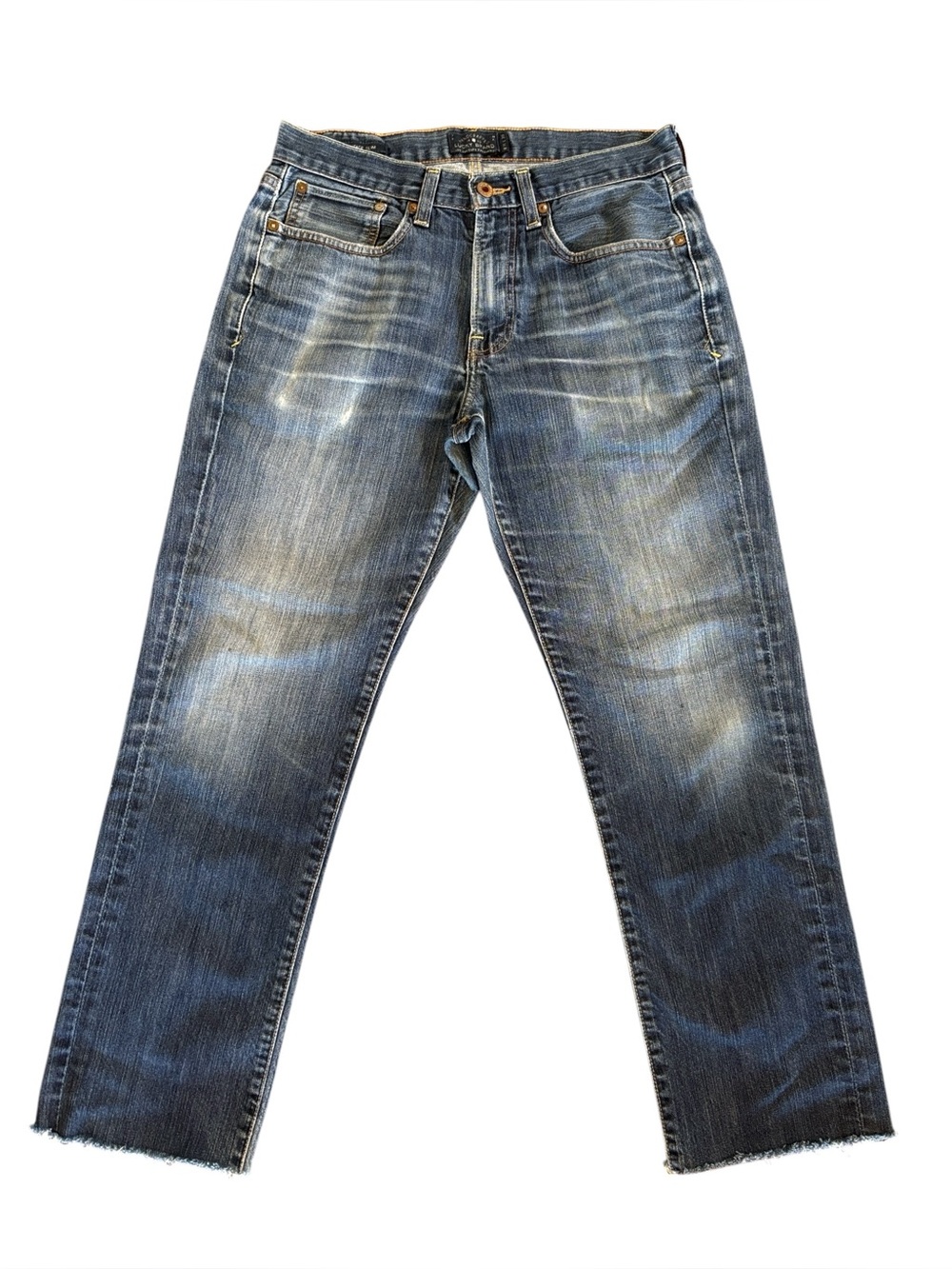 Lucky Brand 121 Heritage Slim Straight Leg Raw Hem Blue Jeans Size 31 W 30 L‎